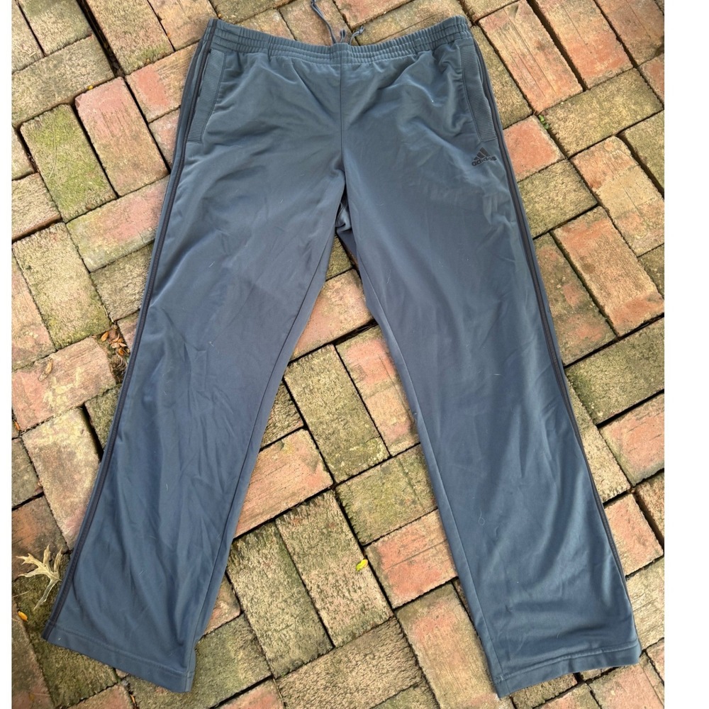 Adidas Mens Track‎ Pants Charcoal Grey 3-Stripe Athletic Sweatpants Size Medium